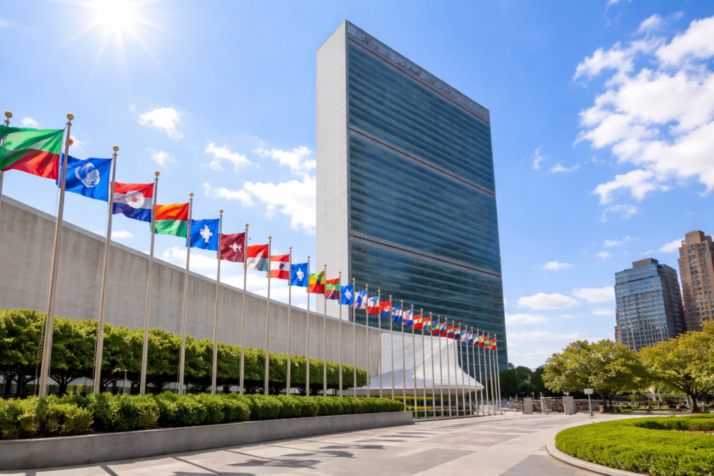 United Nations headquarters building in New York symbolizing global diplomacy and debate about the effectiveness of international institutions