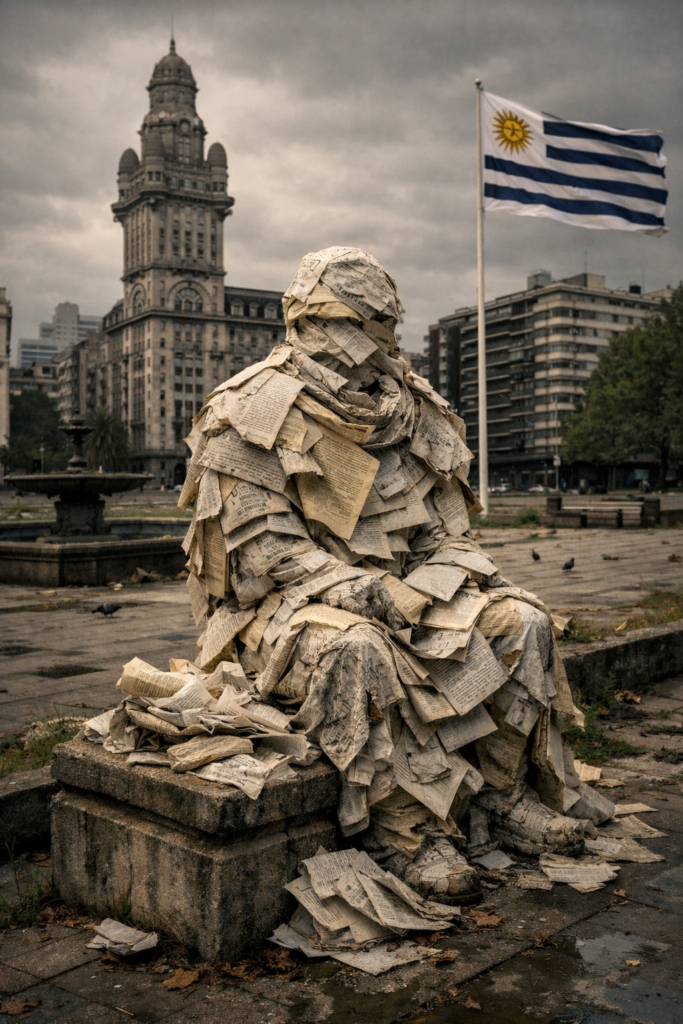 abandoned civic square symbolizing economic stagnation