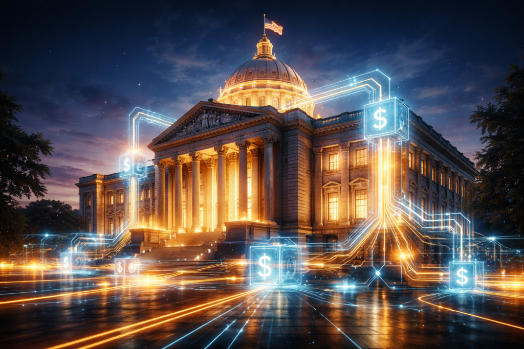 Blockchain system controlling public government spending transparently