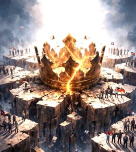 Broken crown symbolizing the crisis of democratic legitimacy