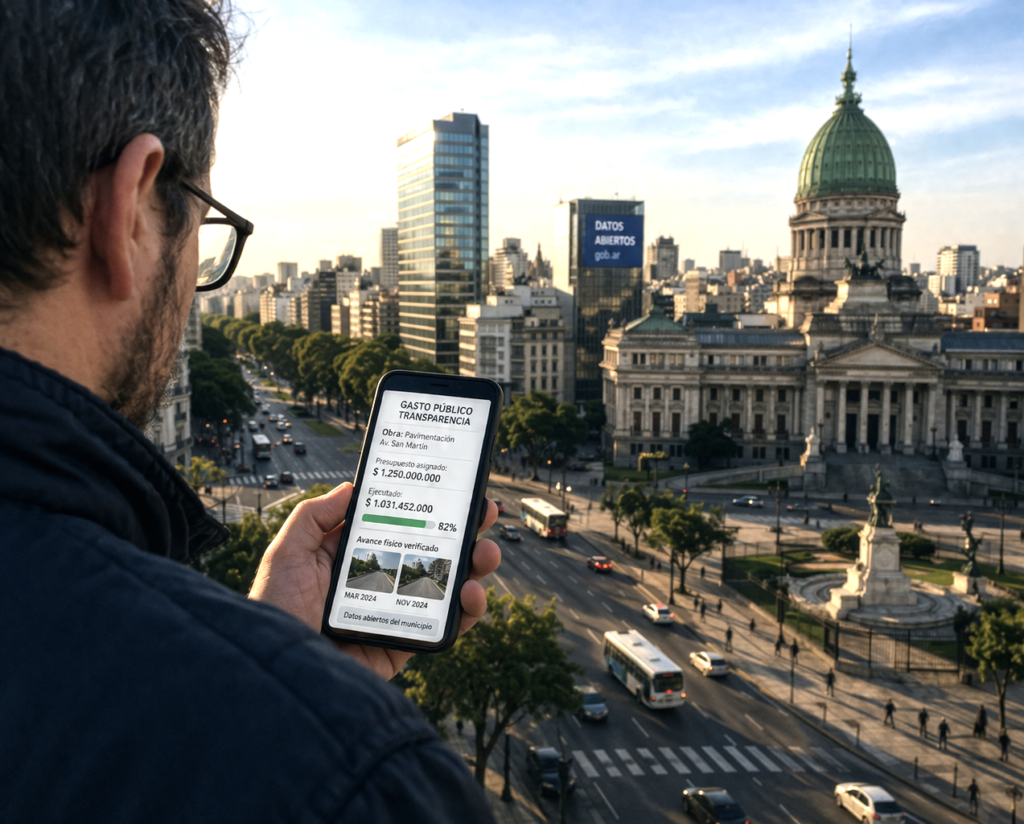 Digital city with data layers representing citizen oversight and state transparency