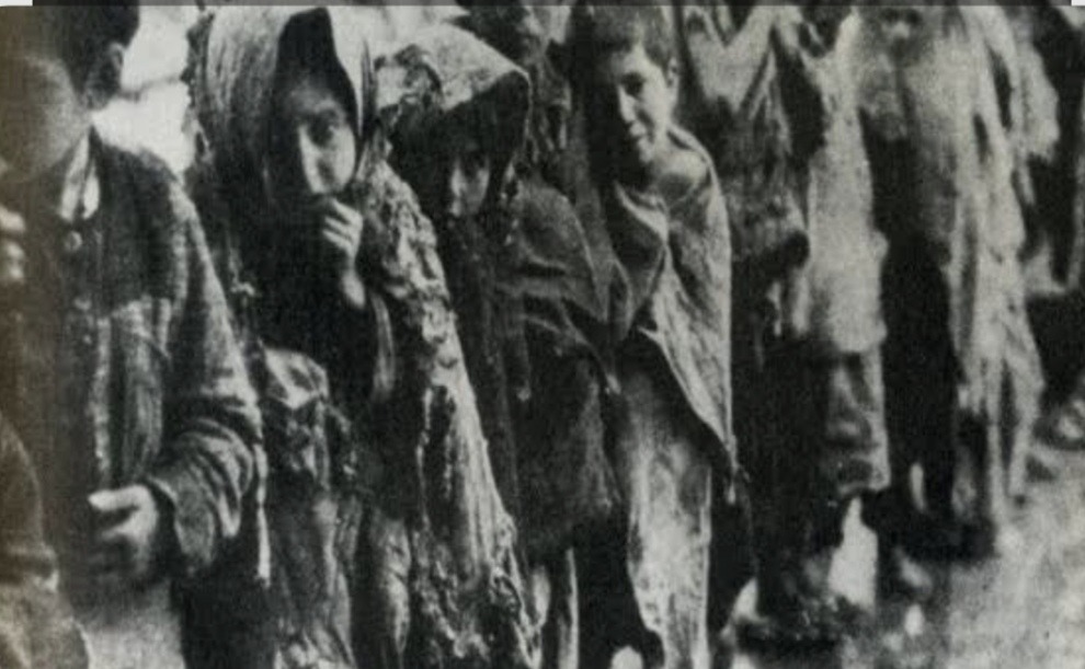 Armenian children during the deportations linked to the Armenian genocide.