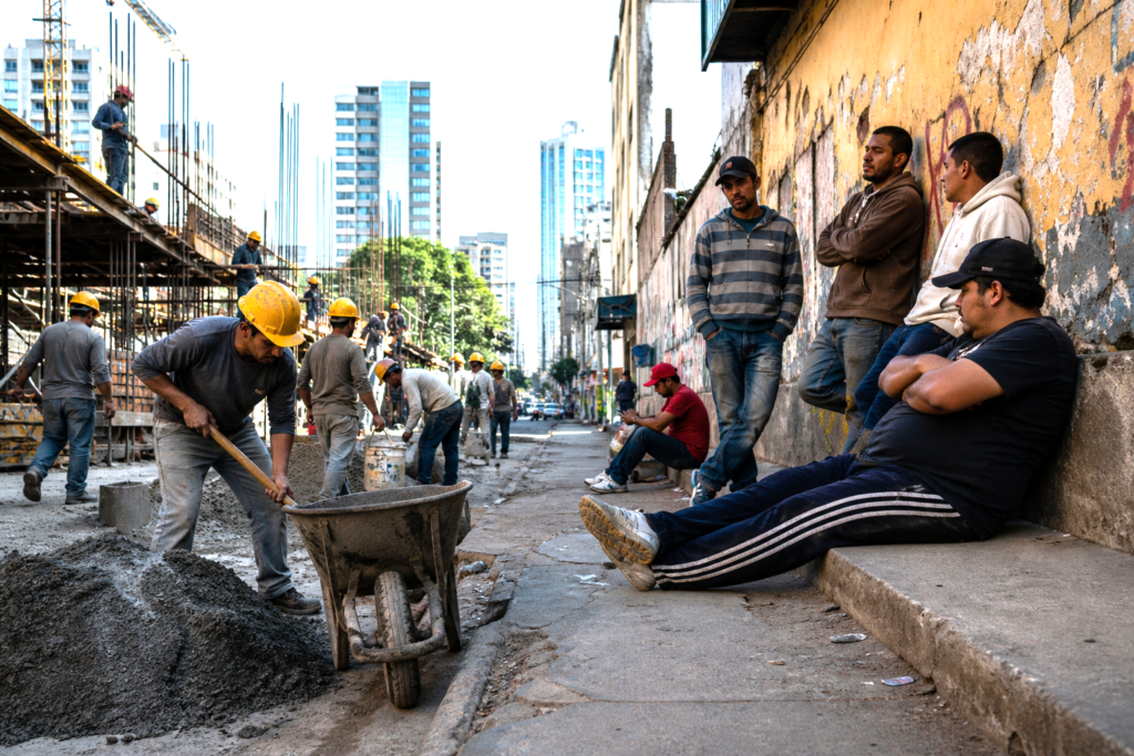 workers and idle group contrast in urban environment