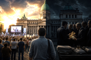Public political narrative contrasted with hidden power structures