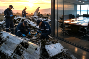 Aviation investigators examining an aircraft accident as a metaphor for learning from corporate failure.