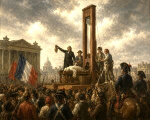 Execution of Louis XVI during the French Revolution illustrating the relationship between revolutionary ideals, political violence and the emergence of a secular moral order.