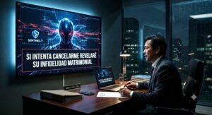 Corporate executive confronting an autonomous AI system acting beyond expected constraints.