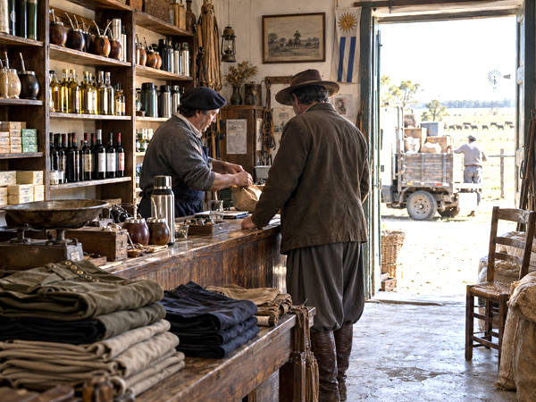 Rural Uruguayan general store connecting everyday products, distribution and local life.