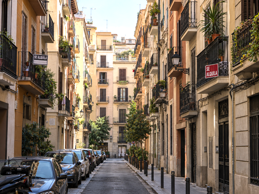 Residential apartment buildings in Spain illustrating limited rental availability and housing access pressure.
