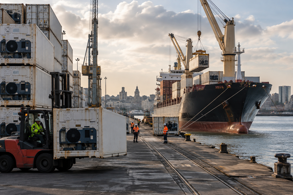 Refrigerated export containers at the Port of Montevideo